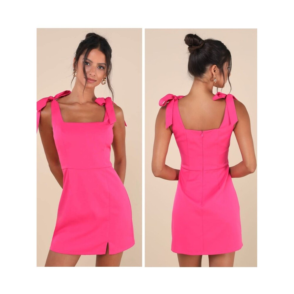 Lulus Your Sweetie Fuchsia Tie-Strap Mini Dress Size Large Sleeveless Party Sexy